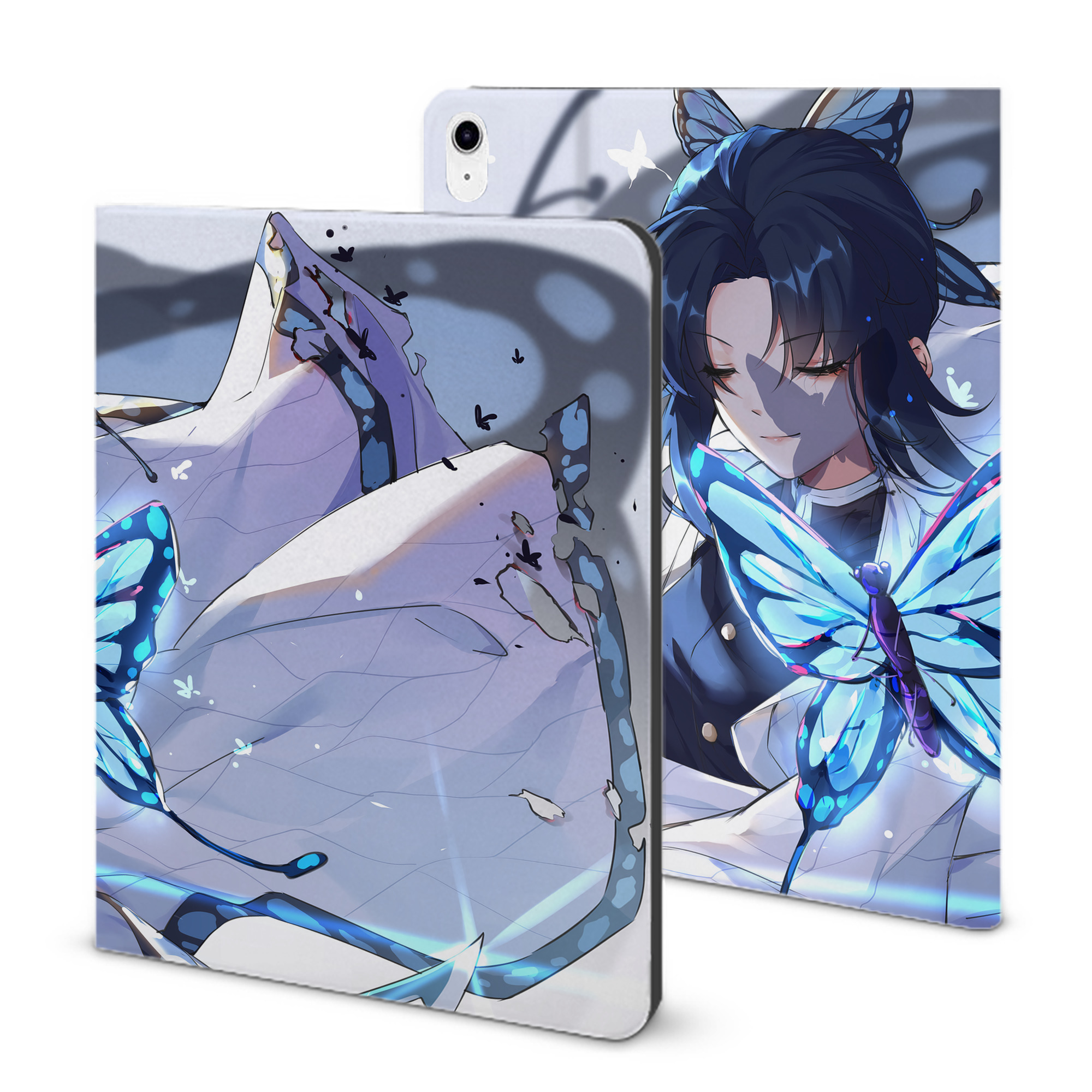 （画像用） 鬼滅の刃（きめつのやいば）蟲柱-胡蝶 しのぶ／こちょう しのぶ Kochou Shinobu IPad ケース ブック型 PUレザー TPU 耐衝撃 軽量 薄型 ペン収納なし 全面保護 IPad 各モデル対応